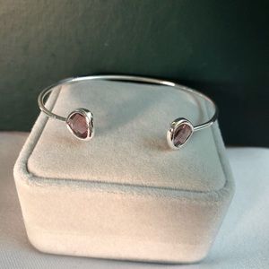 Silver cuff bracelet with amethyst stones